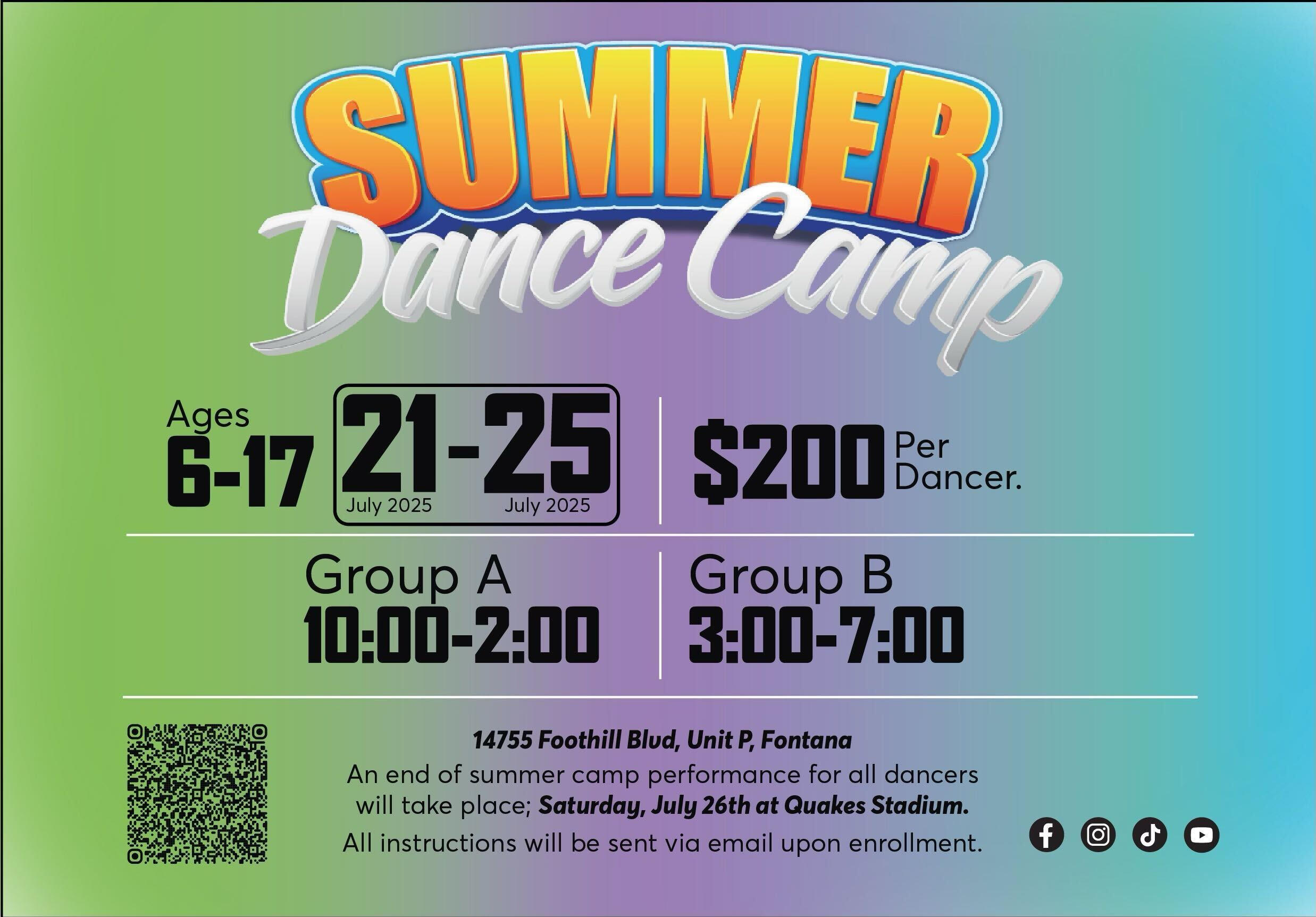 Uplifting Arts Academy Fontana CA Summer Dance Camp 2025 Brochure